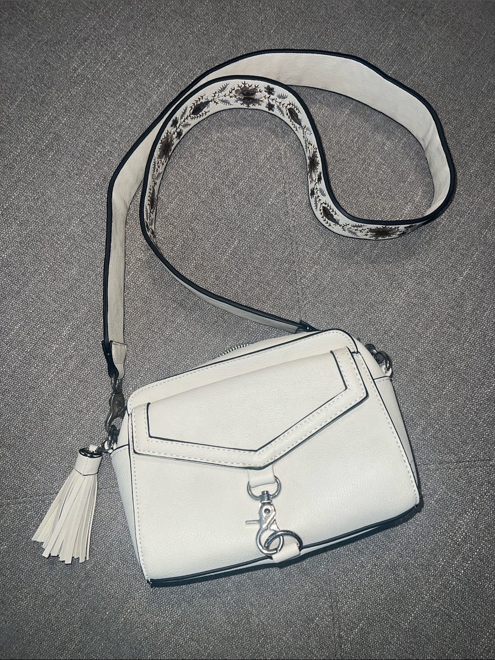 White Crossbody Bag with Tassel - Designer-Inspired